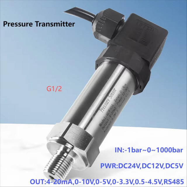 XUYANGQIDIAN Digitaler Hydraulischer Drucktransmitter G1/2 mit 4-20mA und 0-10V Ausgang, Drucksensor Manometer in Silber - Bild 1