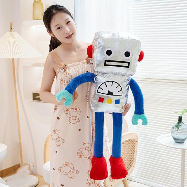 Yiran Health & Beauty Kawaii Weltraumroboter Plüschtier Kissen, Gold Silber - Bild 1