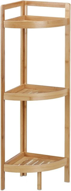 Relaxdays Eckregal aus Bambus Natur mit 3 Ablagen, freistehend, B/T/H: 36,5 x 26 x 90 cm - Bild 1
