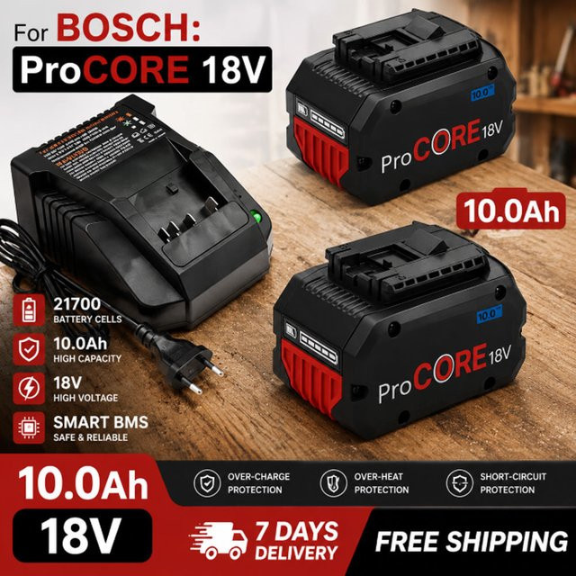 Bosch Ersatzakku 18V 10.0Ah ProCORE System für kabellose Werkzeuge in Schwarz - Bild 1
