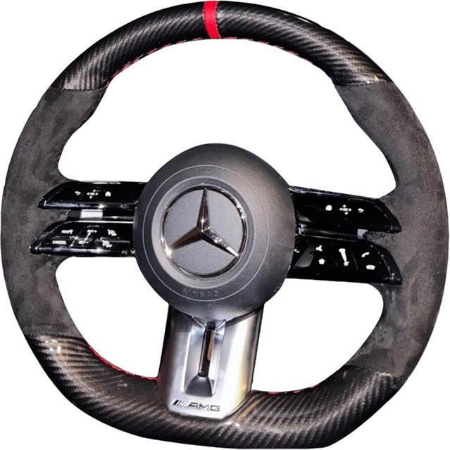 WUNHKF Lenkrad Abdeckung aus Wildleder in Schwarz für Mercedes Benz AMG GT E63 EQE 43 53 SL43 SL55 SL63 A35 A45 A45S C43 CLS53 E53 - Bild 1
