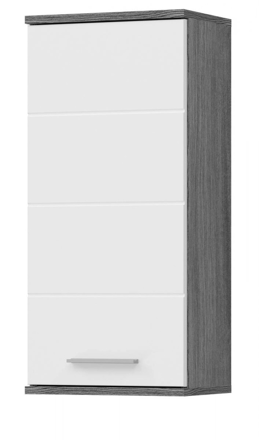 Badezimmer Hängeschrank Bailey von Inn.Furn in Weiß Hochglanz und Rauchsilber Grau mit 3 Fächern - Bild 4