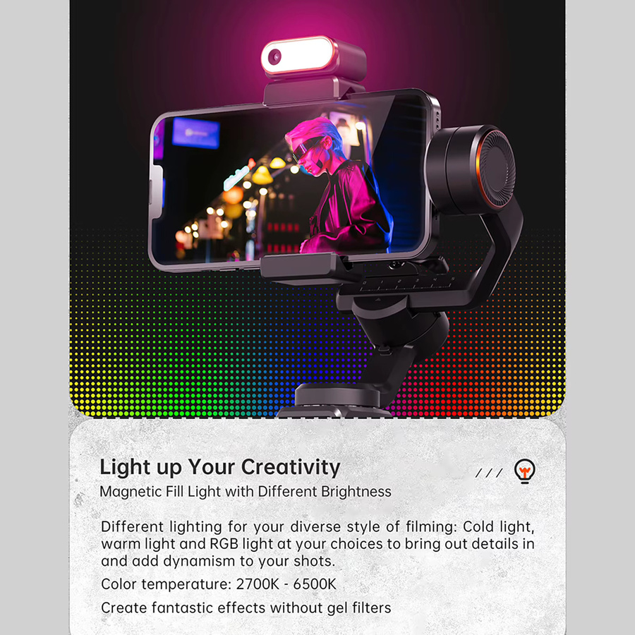 hohem iSteady M6 Kit 3-Achsen Smartphone Gimbal Stabilizer mit OLED-Großbildschirm und AI Tracking in Schwarz - Bild 3