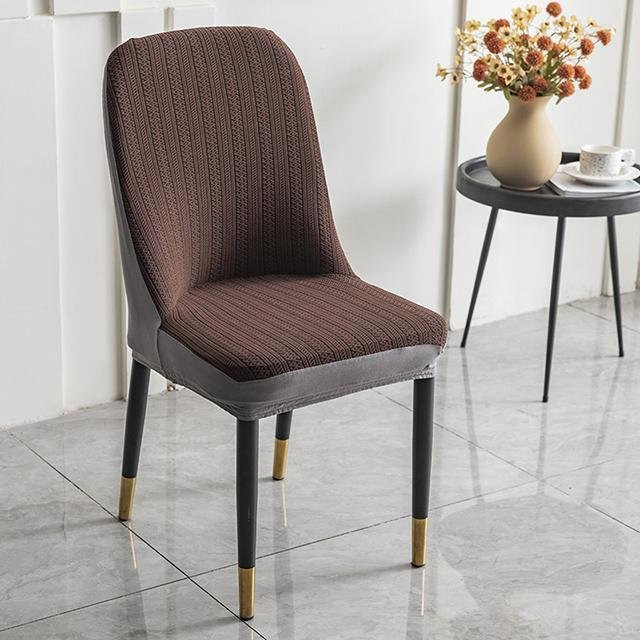 BRHUIXUE Elastische Stuhlhussen für Esszimmer, braune Schonbezüge für Küchenstühle, dehnbar und waschbar - Bild 1
