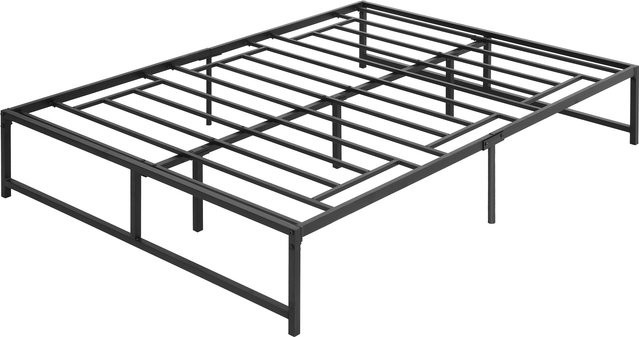 HOMCOM Doppelbett aus Stahl in Schwarz mit Lattenrost, B/T: 140 x 190 cm, Höhe: 31 cm - Bild 1