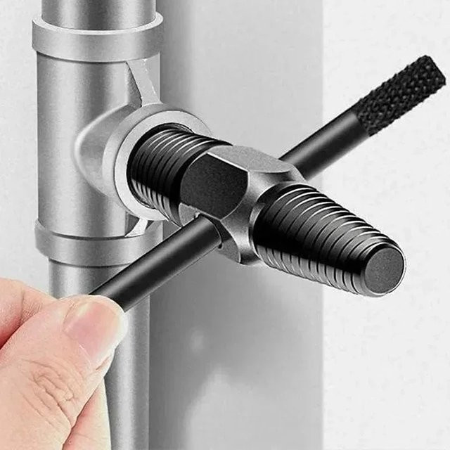 Doppelkopf-Schraubenausdreher-Set für Wasserhahn-Ventile und Sanitär-Werkzeugsatz zum Entfernen beschädigter oder gebrochener Schrauben in Schwarz - Bild 1