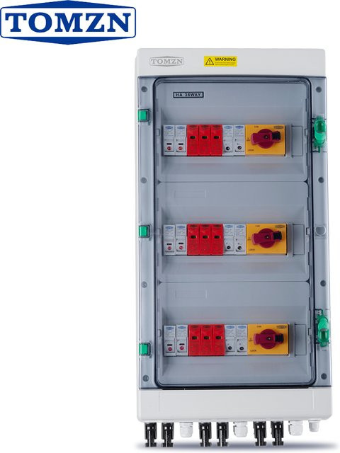 TOMZN Solar Photovoltaik PV Combiner Box mit Blitzschutz, 6 Eingänge und 3 Ausgänge, DC 1200 V, Sicherung MCB SPD, wasserdicht IP65, Farbe: Weiß - Bild 1