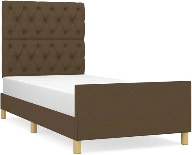 vidaXL Bettgestell mit Kopfteil in Dunkelbraun aus Stoff und Holz, B/T/H: 80 x 200 x 128 cm - Bild 1