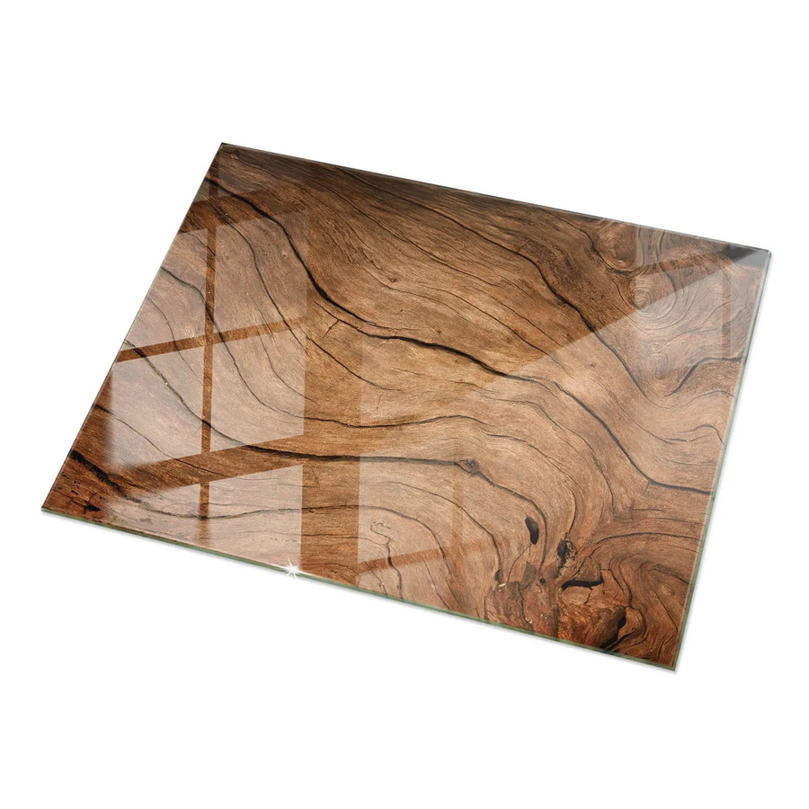 Tulup Glastischplatte in Braun mit natürlichem Holzmuster, Rechteckig, B/T: 120 x 80 cm - Bild 2
