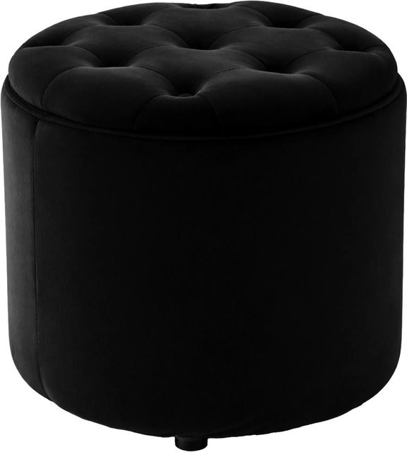 CLP Sitzhocker Pantin Chesterfield Samt Schwarz B/T/H: 44 x 42 x 42 cm - Bild 1