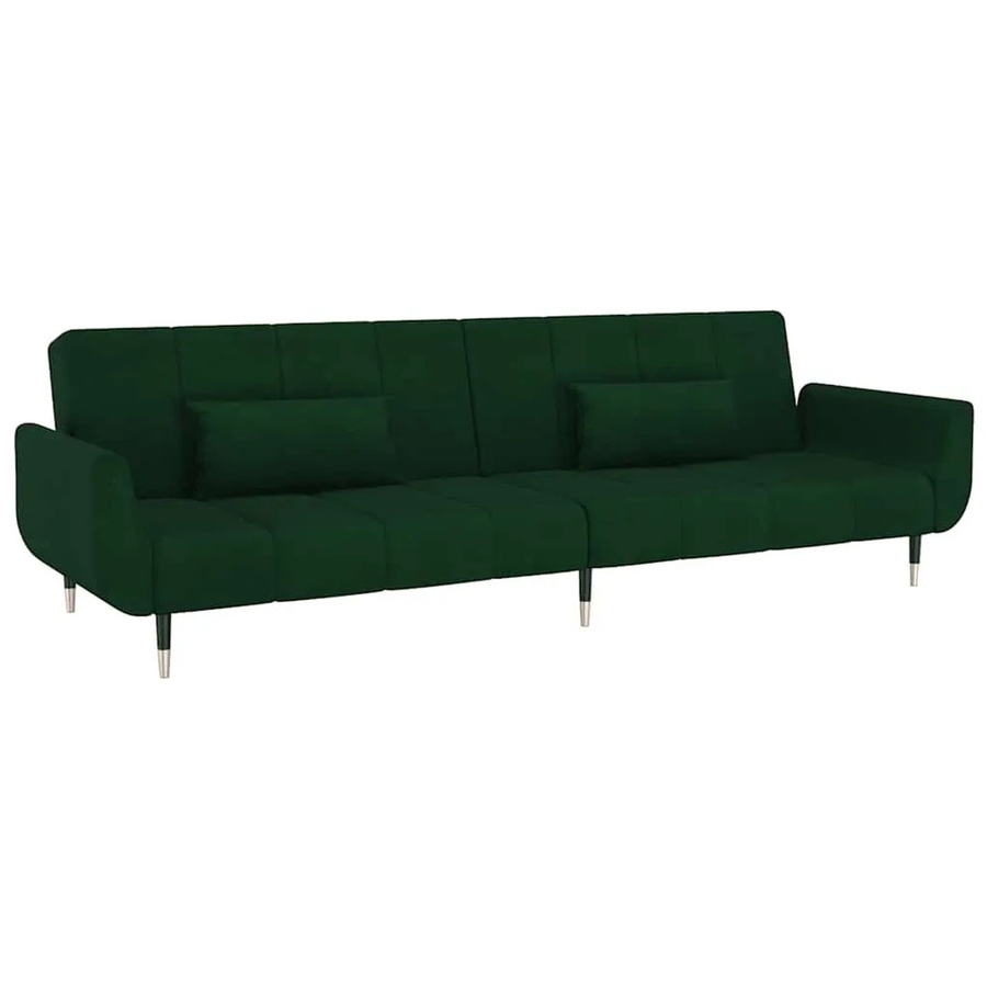 vidaXL Schlafsofa 2-Sitzer mit 2 Kissen Dunkelgrün Samt mit Schlaffunktion und Click-Clack-Mechanismus - Bild 2