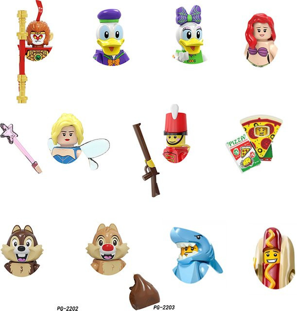 Disney Figuren im Hot-Dog- und Hai-Design, Mini-Bausteine - Bild 1