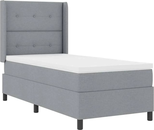 vidaXL LED Boxspringbett mit Matratze Hellgrau B/T/H: 90 x 200 x 128 cm - Bild 1