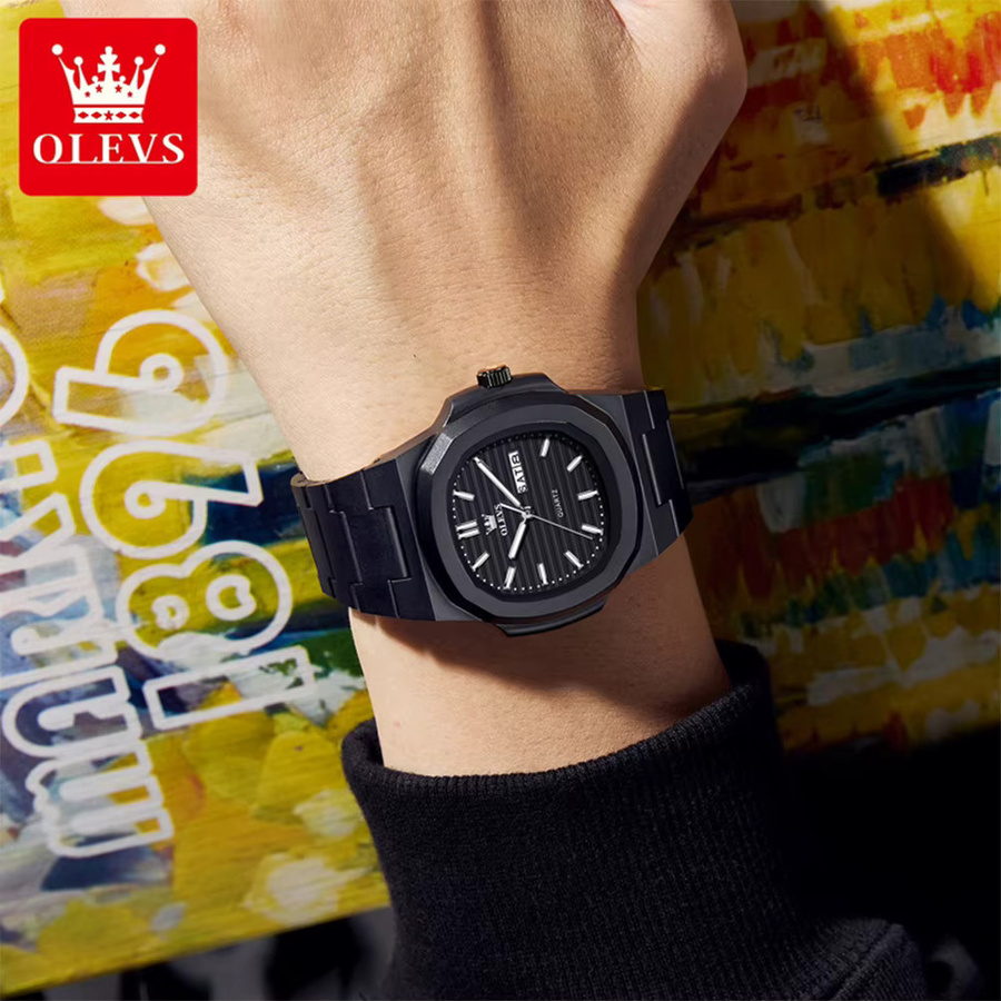 OLEVS Armbanduhr Quarz, Edelstahl, Roségold, Schwarz, Herren - Bild 2