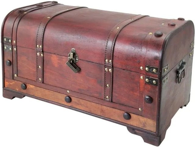 HMF Vintage Schatztruhe aus Holz in Braun mit Schloss, B/T/H: 54 x 28 x 30 cm - Bild 1