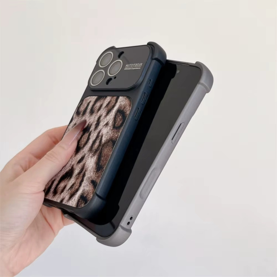 Stoßfeste iPhone Hülle mit Leopardenmuster und Fensterschutz in Schwarz und Multicolour für iPhone 17, 16, 15, 14, 13 Pro Max Plus aus TPU - Bild 2