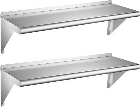 VEVOR 2er-Set Wandregal aus Edelstahl in Silber, Schwerlast-Küchenregal für Küche, Garage und Garten, B/T: 91,4 x 30,5 cm - Bild 1