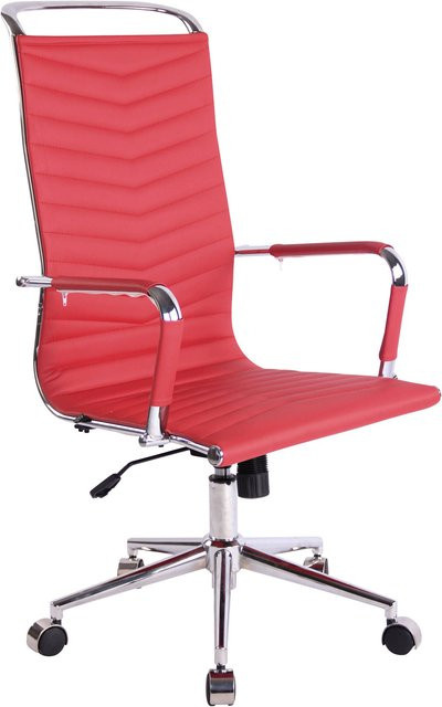TPFLiving Bürostuhl Battle in Rot aus Kunstleder mit Armlehnen und Rollen, B/T/H: 57,0 x 65,0 x 115,0 cm - Bild 1