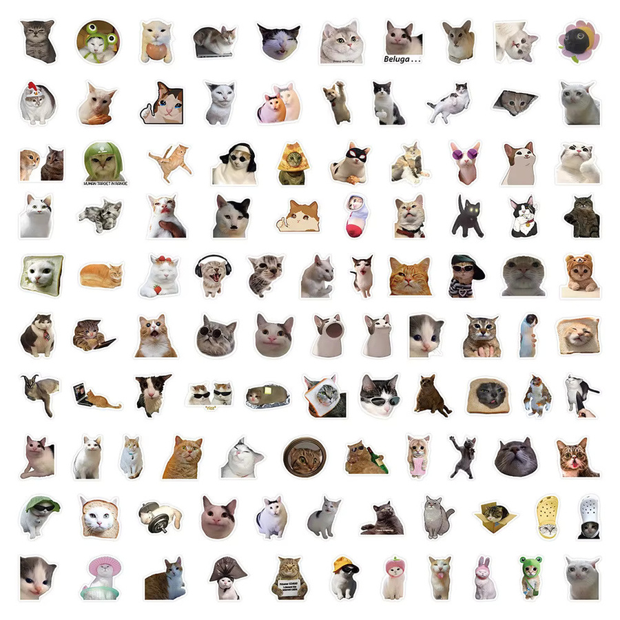 106 Katzen-MEME-Graffiti-Aufkleber in Gold und Multicolour für Fahrräder, Notizbücher und Federmäppchen von Goldene Erinnerungsaufkleber-Shop - Bild 4