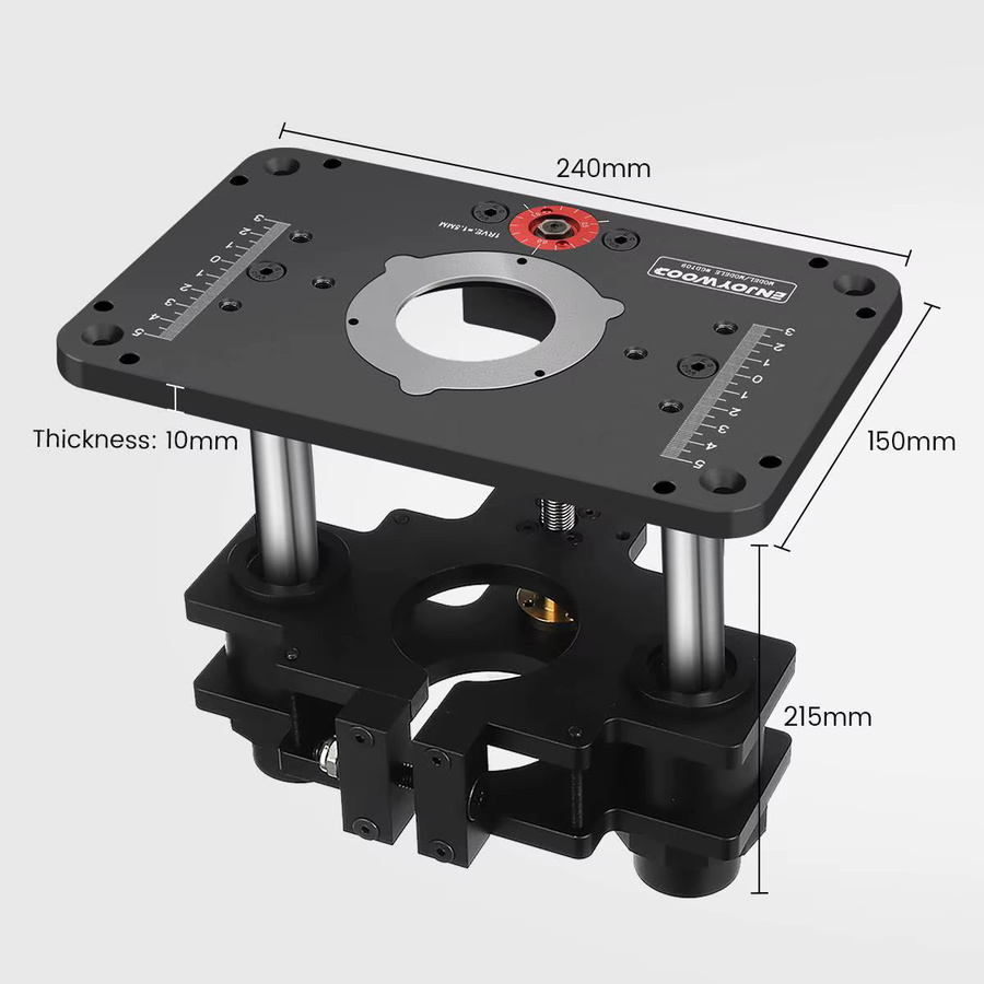 Enjoywood GD7 Pro Router Lift für 65mm und 69mm Fräswerkzeuge mit Platte in Schwarz B/T/H: 24,0 x 21,5 x 15,0 cm - Bild 4
