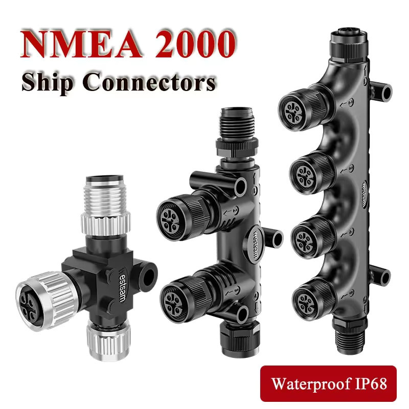 DIVEDEER Outdoor NMEA2000 5-Pin T-Typ Steckverbinder M12 Schiffssteckverbinder für Marine- und Yachtgebrauch, Schwarz, IP68 Wasserdicht - Bild 2