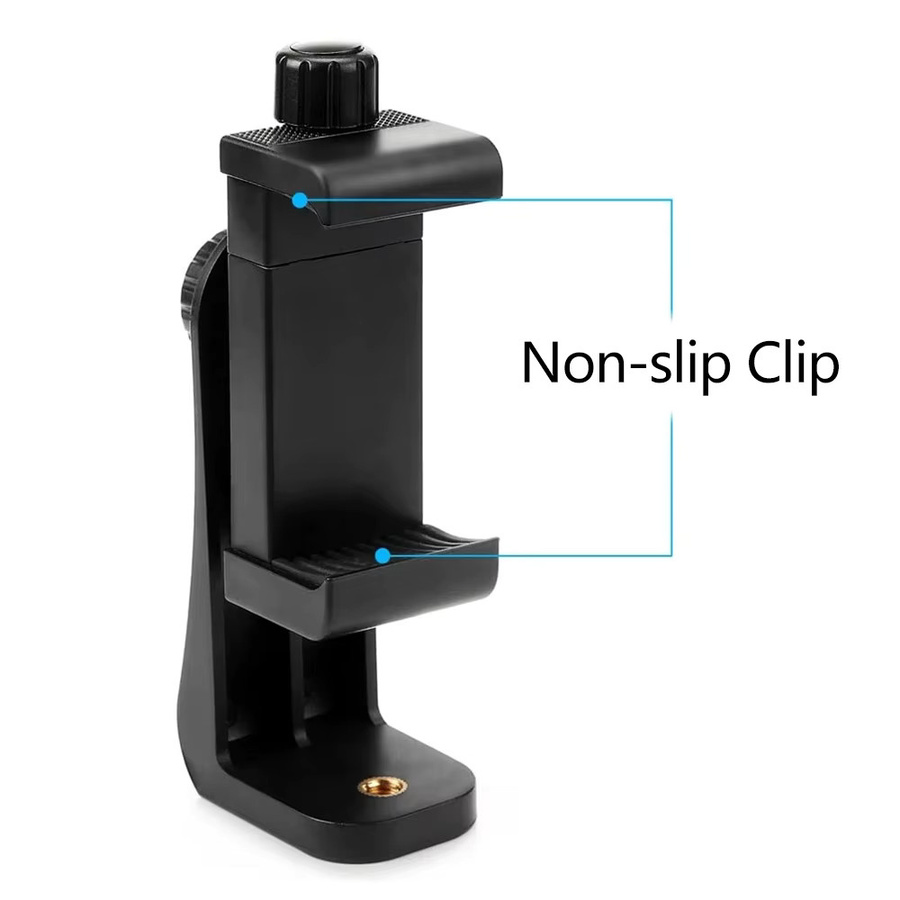 Universelle 360-Grad Stativhalterung für dein Handy mit 1/4 Zoll Schraubgewinde, Handy-Clip und Schreibtisch-Stativ-Adapter in Schwarz - Bild 4