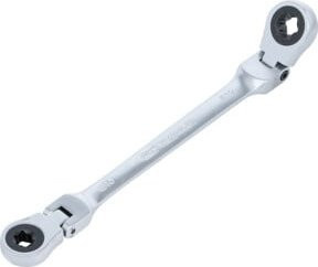 BGS Doppel-Ratschen-Ringschlüssel abwinkelbar mit E-Profil in Silber - Bild 1