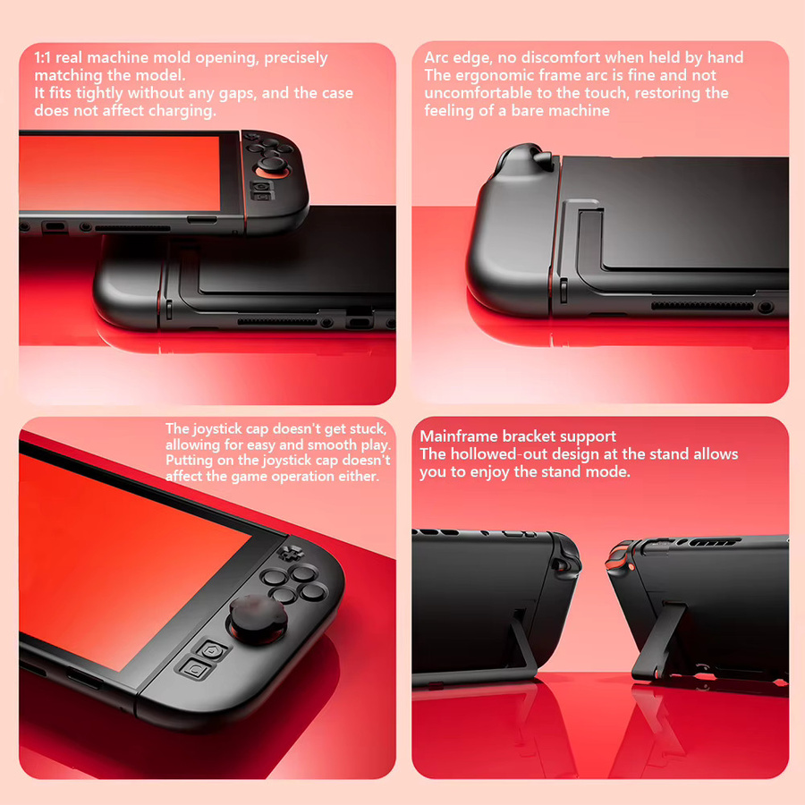 Stoßfeste und kratzfeste Schutzhülle mit integriertem Ständer für Nintendo Switch2 in Schwarz und Transparent - Bild 3