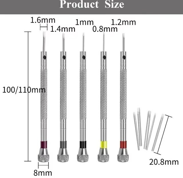 GUHE 5-teiliges Präzisions-Schraubendreher-Set in Silber für die Reparatur von Uhren, Brillen und Schmuck - Bild 1