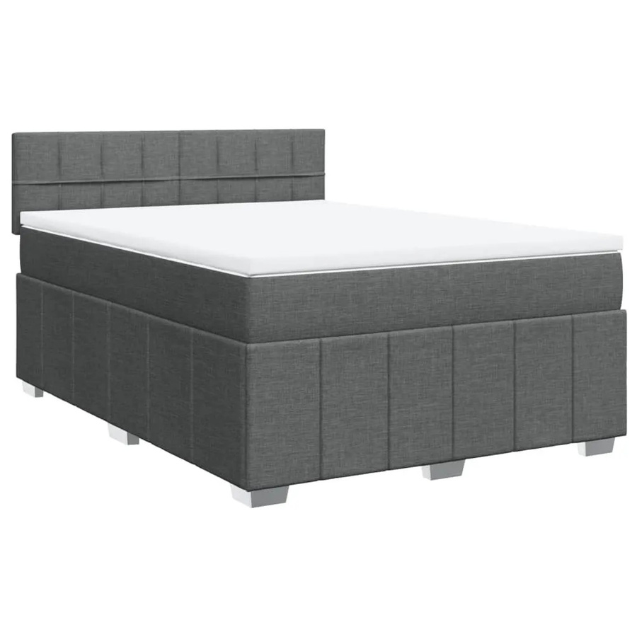 vidaXL Boxspringbett Hybrid mit Matratze und Taschenfederkern in Dunkelgrau, B/T/H: 140 x 200 x 100,5 cm - Bild 2
