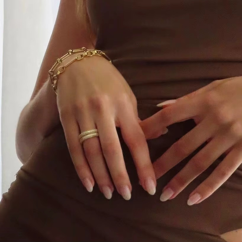 ohhaio Ring Edelstahl, 18K vergoldet, Zirkonia, Damen - Bild 3