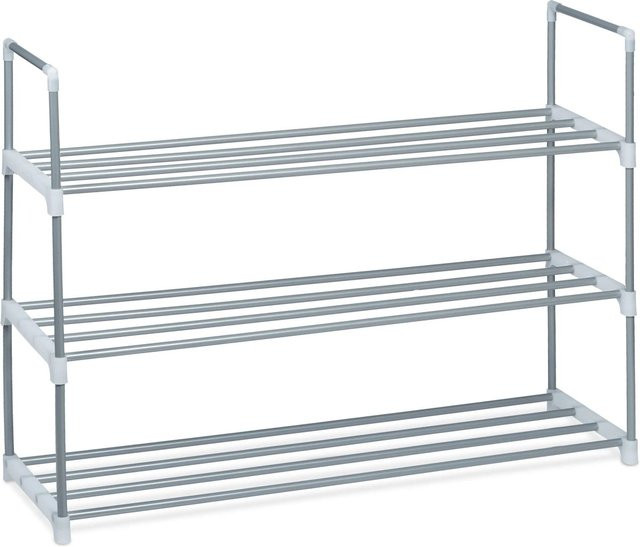 Relaxdays Schuhregal aus Metall in Silber mit Stecksystem, B/H/T: 70 x 90 x 31 cm - Bild 1