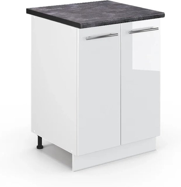 Vicco Küchenunterschrank Fame-Line Weiß Hochglanz mit Anthrazit, B: 60 cm, H: 82 cm, T: 60 cm - Bild 1