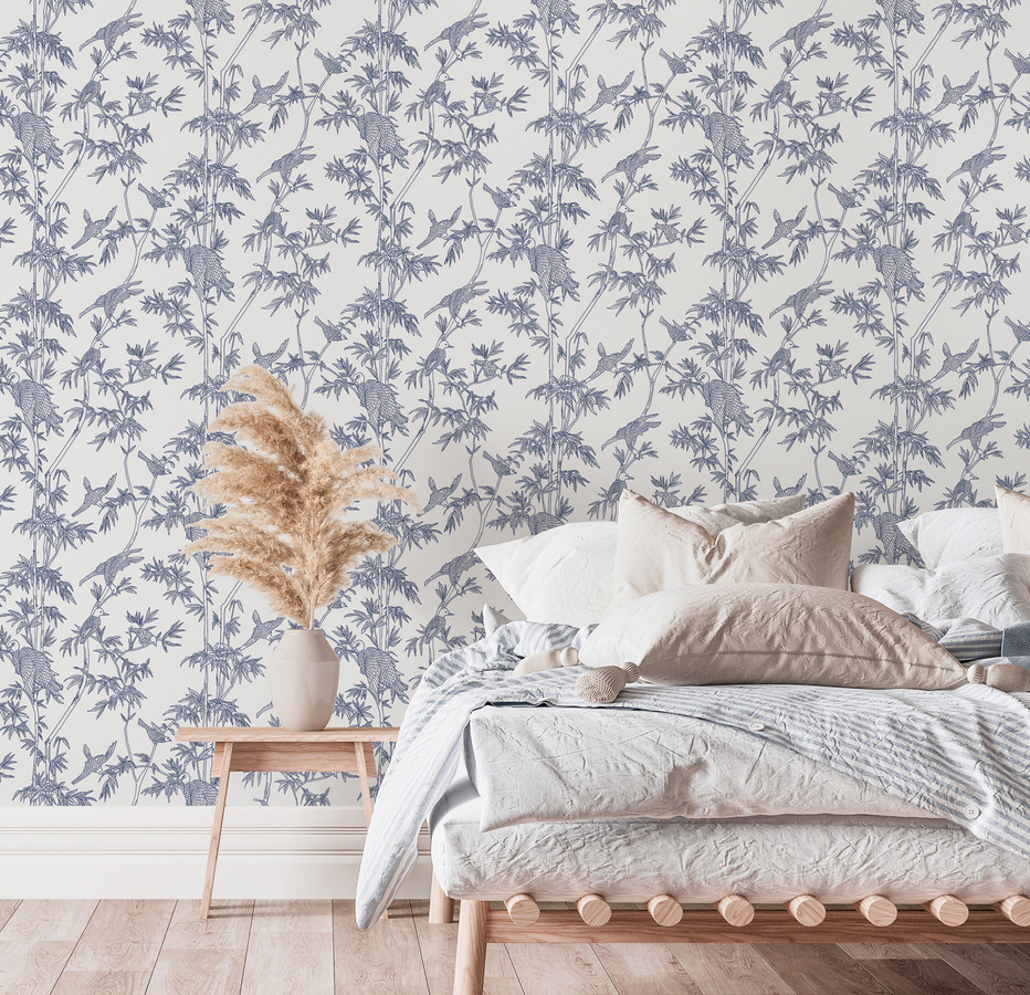 Tenue de Ville Tapete Ylang Ylang in Cobaltblau mit floralem und botanischem Design - Bild 1