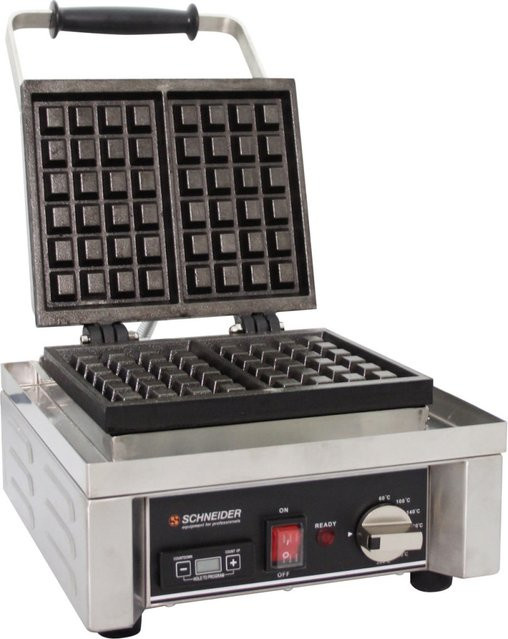 Schneider Waffeleisen Quadro für belgische Brüsseler Waffeln aus Edelstahl in Silber, Höhe: 29,5 cm - Bild 1