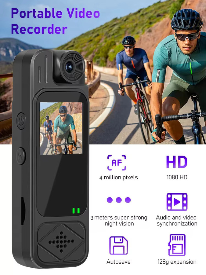 Occkic Mini Action Kamera 1080P HD BodyCam mit 1,3 Zoll Display, IR Nachtsicht und Unterstützung für bis zu 128GB Speicher, Schwarz - Bild 7
