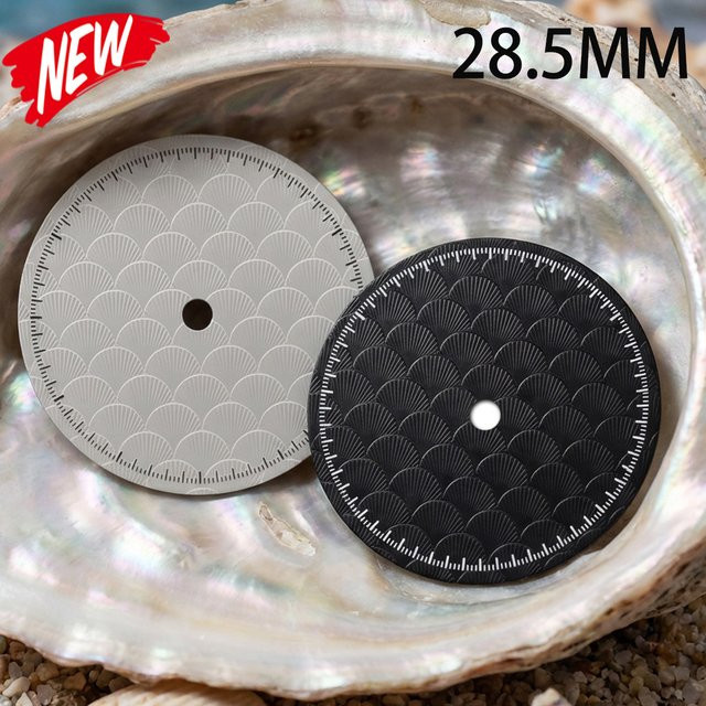 CAOWTAN Zifferblatt Muschelmuster, 28,5 mm, Silber - Bild 1
