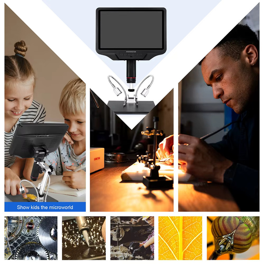 Andonstar AD409 HDMI-Digitalmikroskop mit 10,1 Zoll LCD-Bildschirm, 300X Vergrößerung, USB-Anschluss, Schwarz - Bild 3