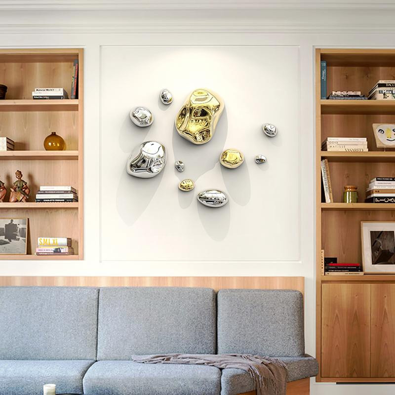 Trend Aura Abstrakt Dreidimensionale Metall-Wanddekoration in Steinoptik für dein Wohnzimmer - Bild 2