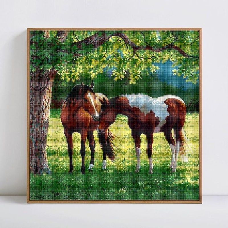 FIYO Diamond Painting Set Pferde Motiv mit runden Steinen, Mehrfarbig, B/H: 30 x 30 cm - Bild 1