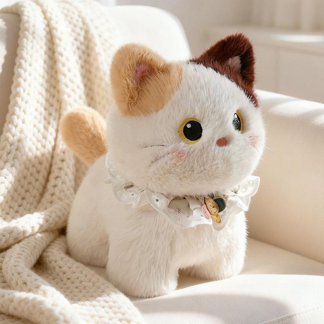 Yiran Health & Beauty Kawaii Katze Plüschtier, stehendes Kätzchen, weiß - Bild 1