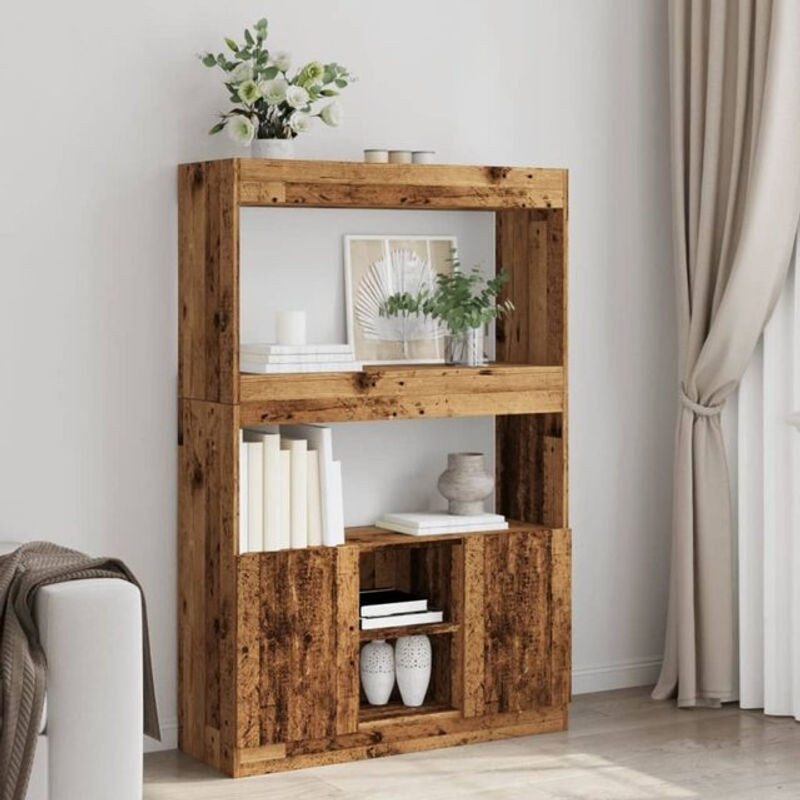 Vidaxl Highboard in Altholz-Optik aus Holzwerkstoff, Braun, B/T/H: 92 x 33 x 140 cm - Bild 1