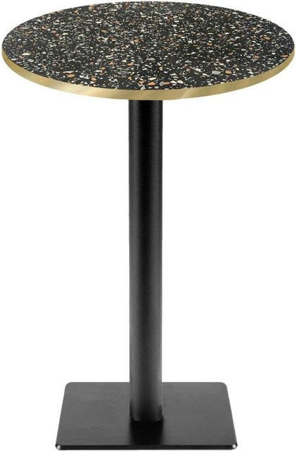 RestooTab Stehtisch Milan T rund in Schwarz Terrazzo und Messing, Höhe: 113 cm, Durchmesser: 60 cm - Bild 1