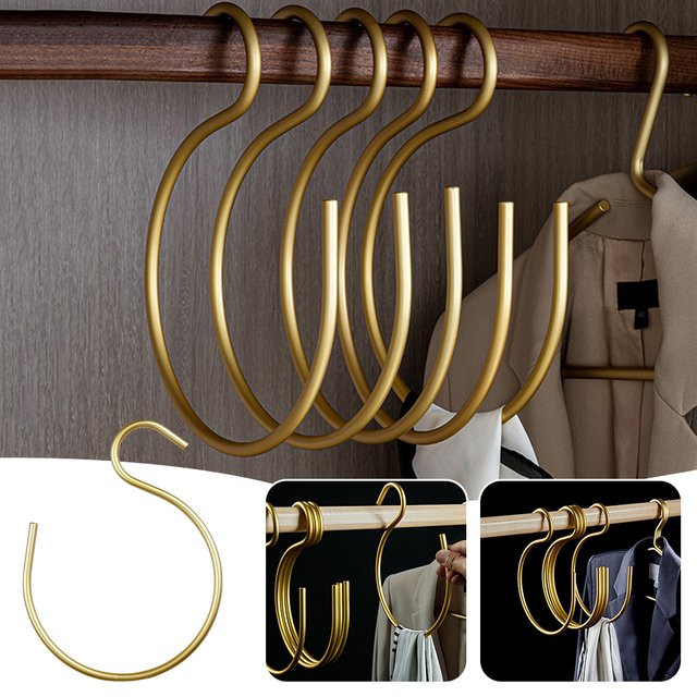 Multiyilego S-Form Organizer-Haken aus Aluminiumlegierung in Gold für Schals, Taschen und Kappen - Bild 1