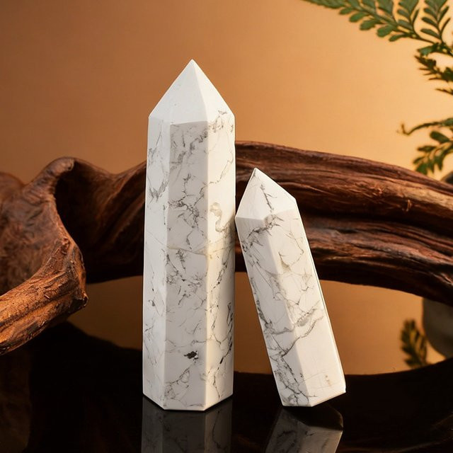 RYCRYSTAL Weißer Türkis Kristall Obelisk aus Quarz als dekoratives Heilstein-Ornament - Bild 1