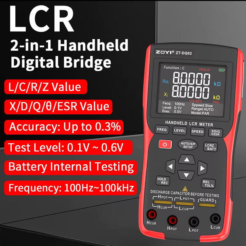 ZOYI DQ01/DQ02 Hochpräziser tragbarer digitaler Brücken-LCR/ESR-Tester für Widerstände, Kondensatoren und Induktoren - Bild 2