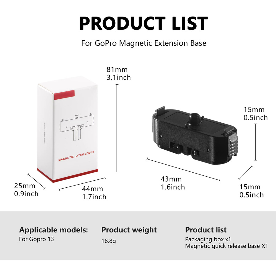 Magnetische Aluminium-Klemmhalterung mit Schnellverschluss und Doppelklauen-Schnittstelle für GoPro Hero 13 und GoPro Max 2 Lit in Schwarz mit 1/4-Zoll-Schraube - Bild 6