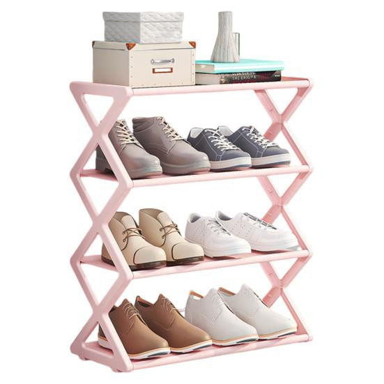 Zhouyuhaoh Schuhregal mit 4 Ebenen, freistehendes Schuhregal in Schwarz für Eingangsbereich und Schlafzimmer - Bild 4