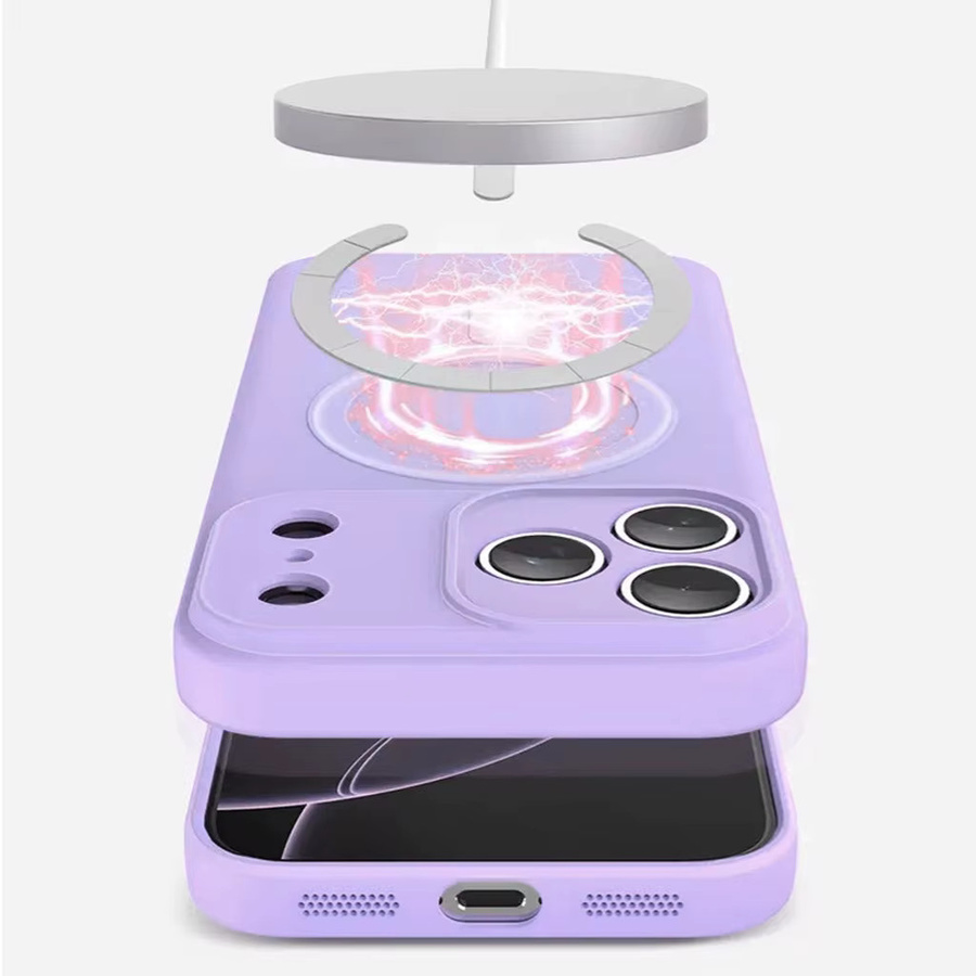 Panbon MagSafe Magnetische Kabellose Ladehülle für iPhone 17 Pro Max aus Soft TPU Silikon in Grün und Lila - Bild 1