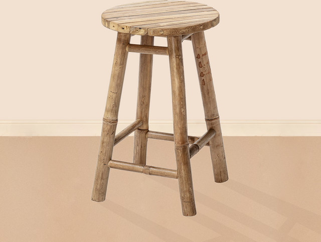 Bloomingville Bambushocker Sole in Natur und Beige für den Innen- und Außenbereich - Bild 1